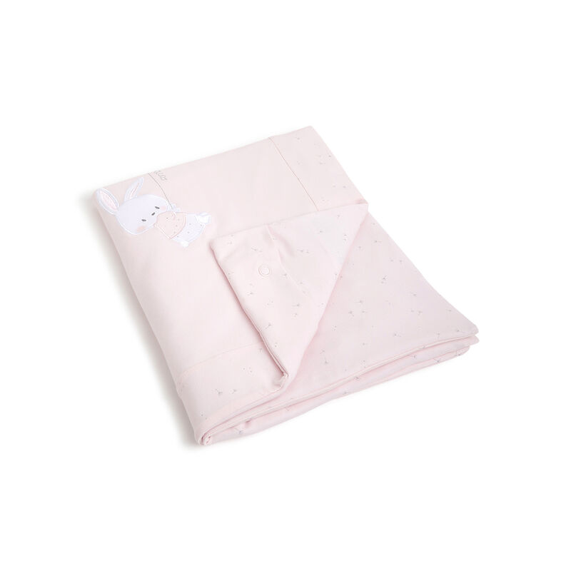 Girls Light Pink Knitted Pram Blanket With A Removable Cover image number 3